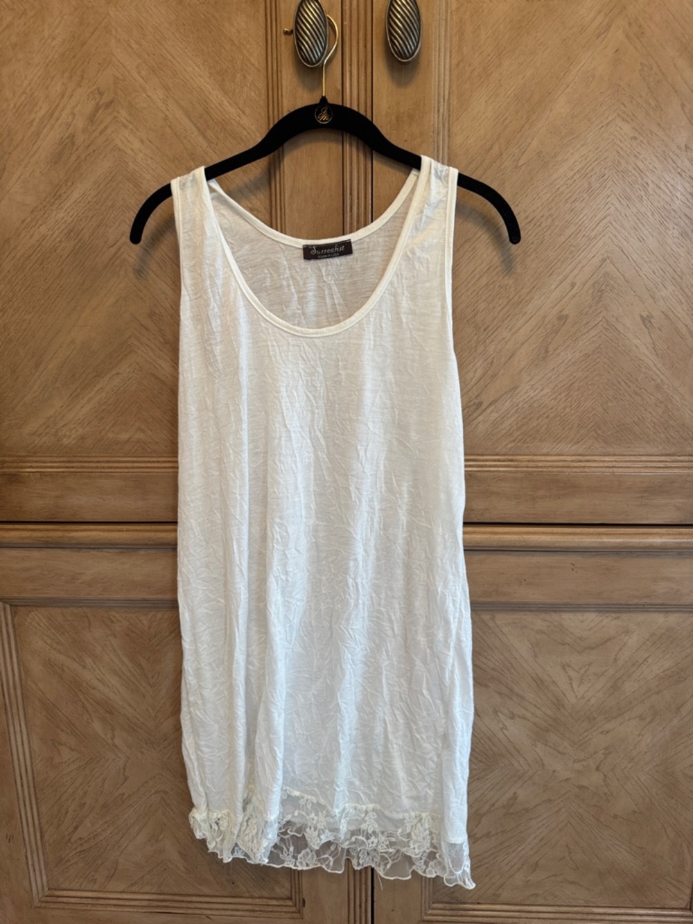 Ecru Lace-Hem Tank Top - Women